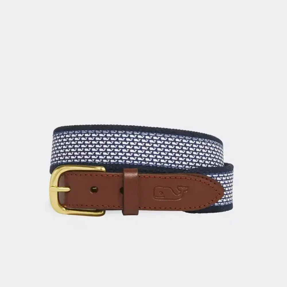 EUC Vineyard Vines Size 26 Micro Whale Logo Blue Golf Club Belt